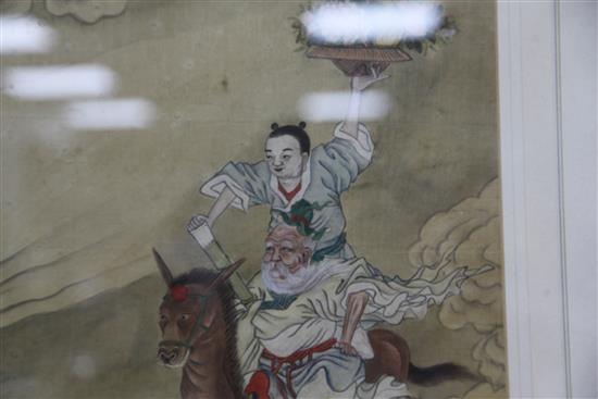 A pair of Chinese paintings on silk, 19th century, 66 x 41cm